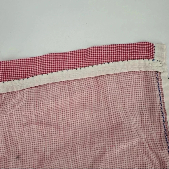 Vintage 40’s handmade appliqué gingham curtain for nursery with kitten and puppy - Picture 9 of 11